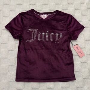 Juicy Couture Women’s Purple Velvet Sleepwear Short Sleeve Bling Top, Small NWT